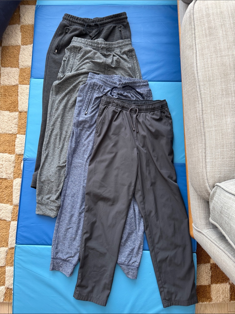 Primary Kids Sweatpants Joggers in Black, gray, blue - 4 pair bundle